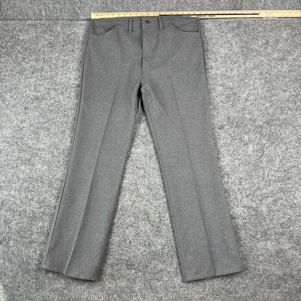 Wrangler Vintage Dress Pants Mens Size 38x32 Gray Western Polyester